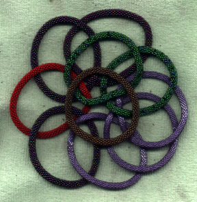 A Nautilus-shape created from ten beaded crochet bracelets